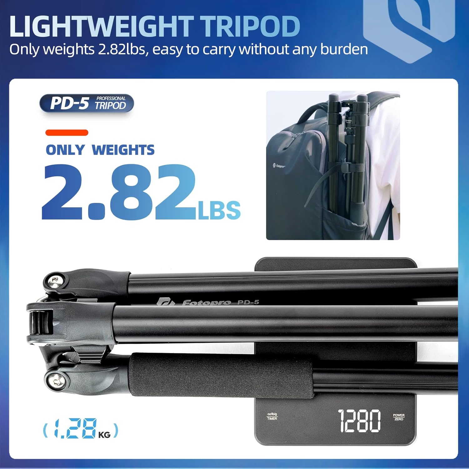Fotopro Trípode de viaje de 73 pulgadas, trípode ligero para cámara de carbono con cabezal de bola de 360, placa QR para videocámara DSLR, carga