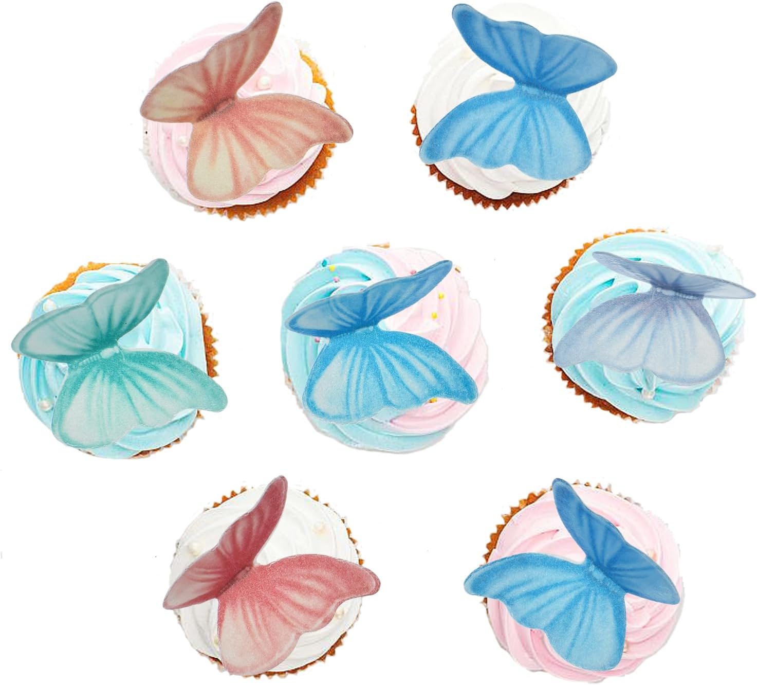 48 piezas de papel de oblea comestible de mariposa para decoración de pasteles para bodas, cumpleaños, baby shower, suministros de fiesta,