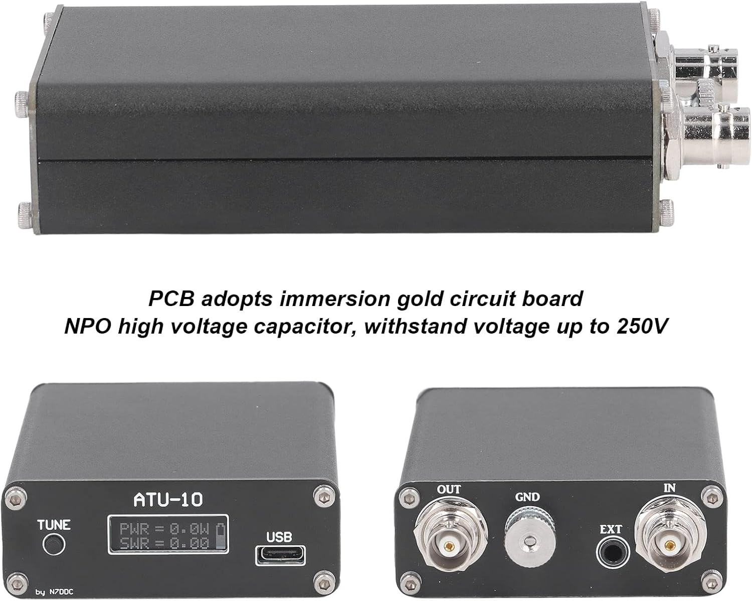 ATU10 QRP Sintonizador automático de antena con conector BNC 0.91 pulgadas Sintonizador de radio con conexión estable
