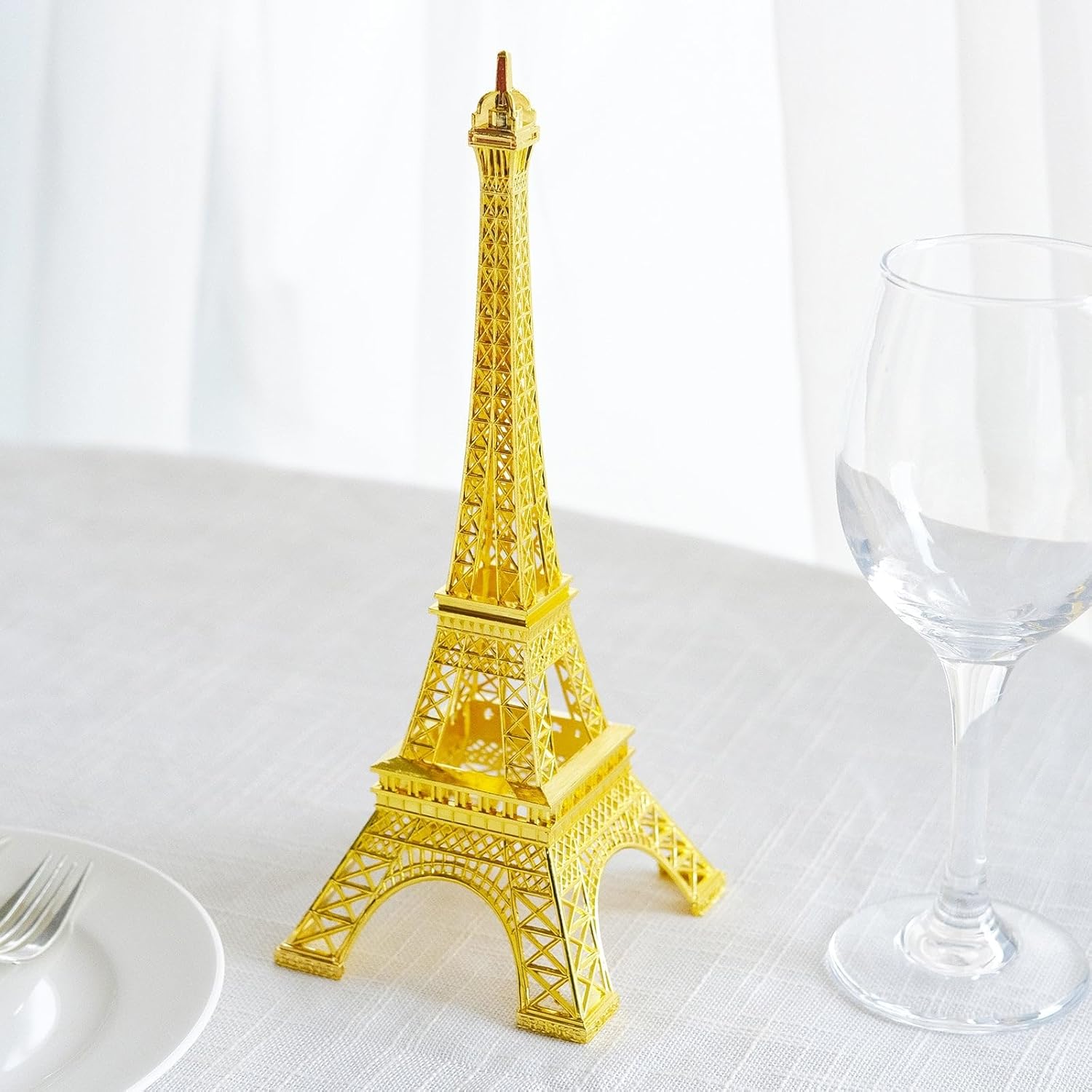 Efavormart 10 pulgadas  Oro  Centro de mesa de la Torre Eiffel  Decoración para pastel de la Torre Eiffel  Figura decorativa