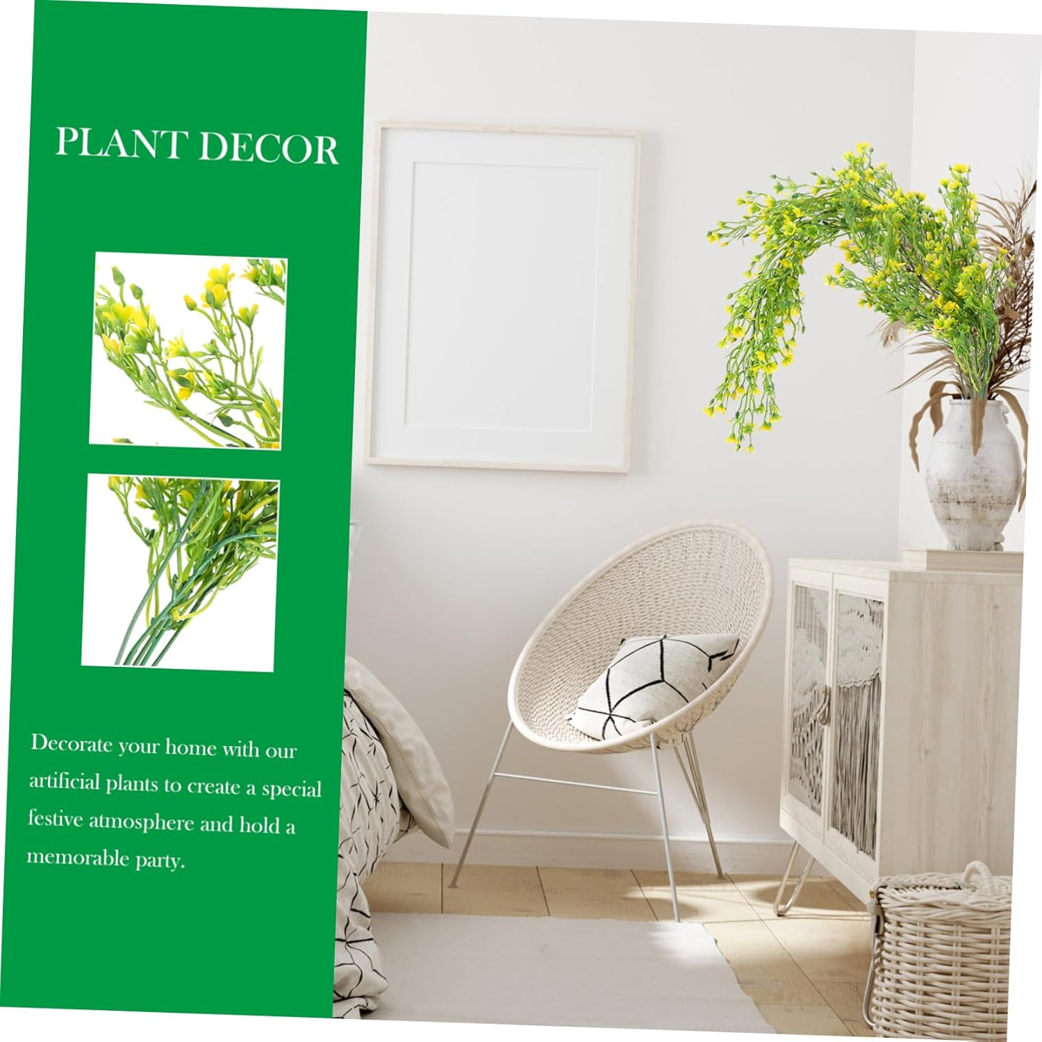 RUNROTOO 2 piezas de plantas artificiales para colgar en la pared, flores artificiales, tallos de vid de simulación, vegetación artificial, planta