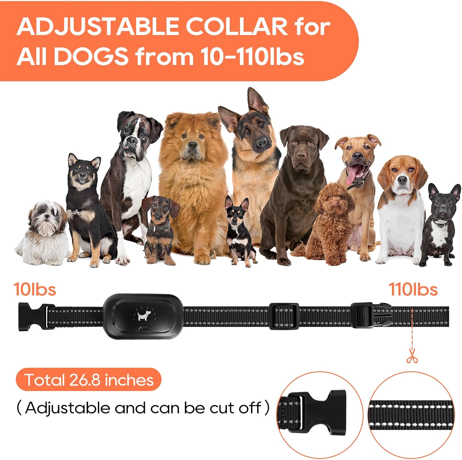 Vivalada Collar de choque para perro con control remoto, collar de choque recargable para perros pequeños, medianos y grandes, 5-110 libras, IPX7