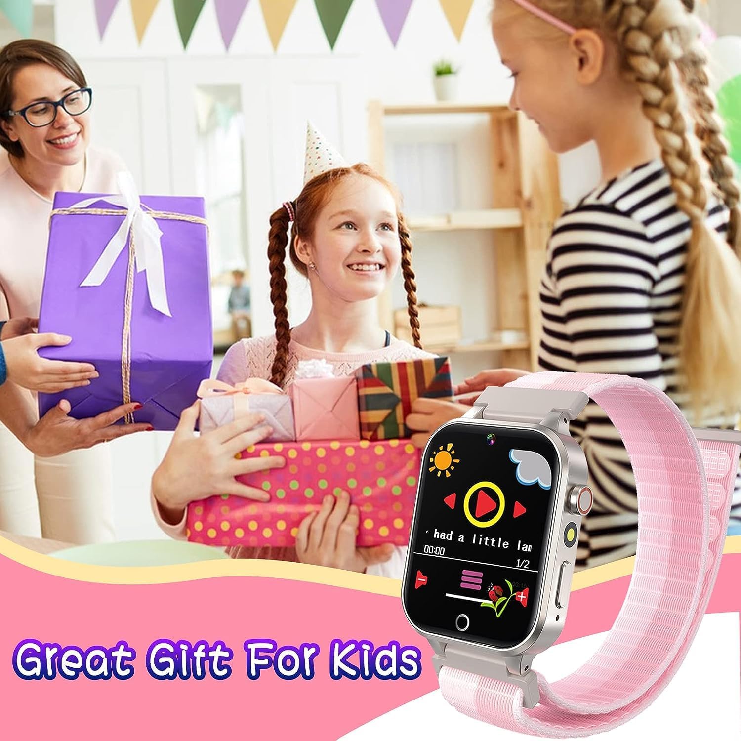 Reloj inteligente para niños con 26 juegos de rompecabezas, cámara, reproductor de música, seguimiento, podómetro, linterna de 1224 horas, juguetes