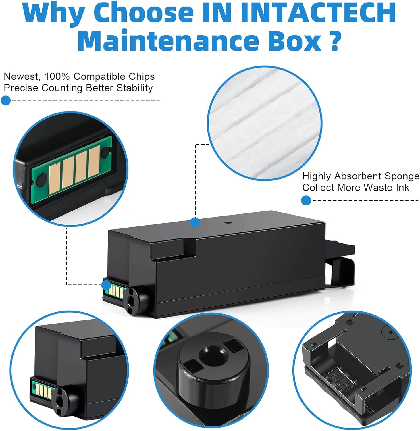 IN INTACTECH Cartucho de tinta de sublimación SG400 SG800 y unidad de recolección de residuos compatible con impresora Sawgrass Virtuoso SG 400 SG
