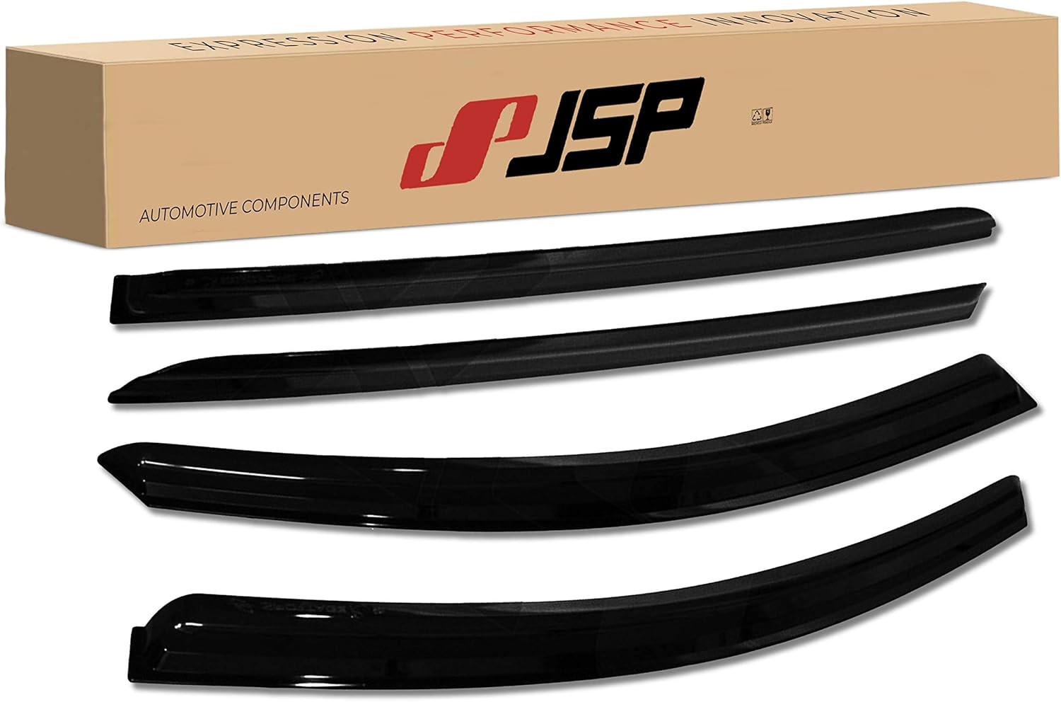 JSP Protector de lluvia para Hyundai Santa Fe 2019-2023, tira deflectora de ventana lateral de canal exterior, acrílico ahumado oscuro, montaje en