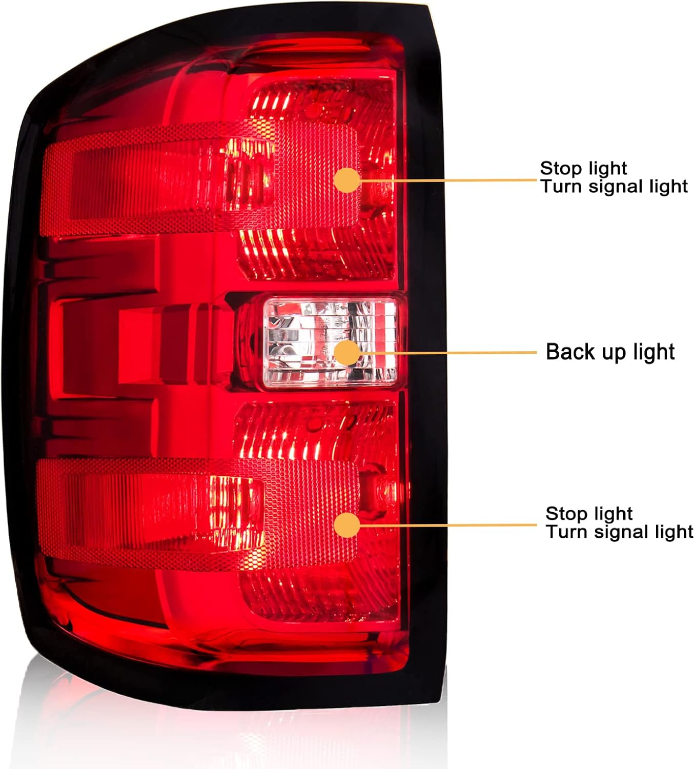 Luces traseras, montaje de lámparas de freno compatibles con Chevy Silverado 1500 2500HD 3500HD 2014-2018, luces traseras, lámparas de freno con