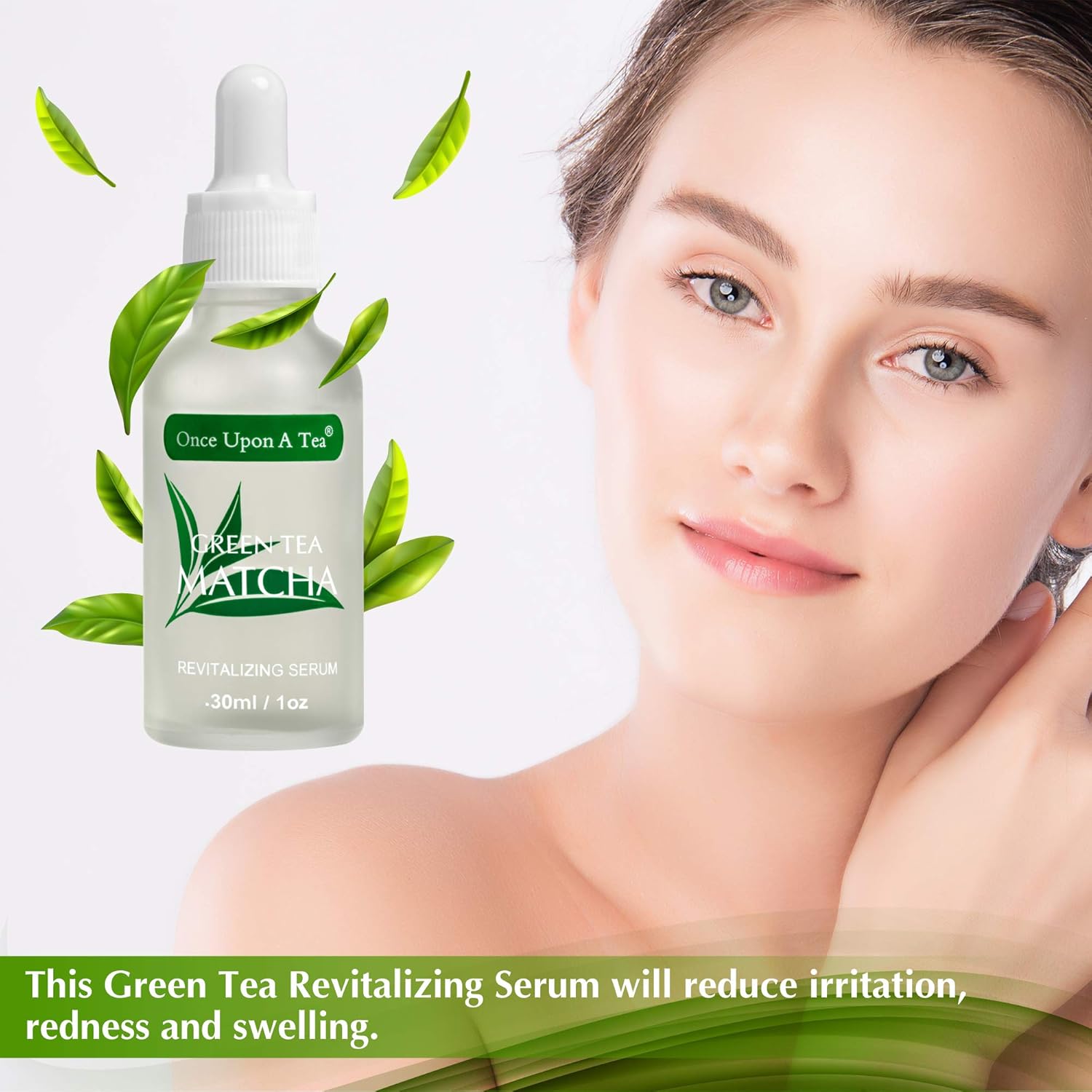 Suero revitalizante Matcha de té verde, para cara, cuello y escote, tratamiento facial antioxidante, suaviza líneas finas y arrugas, hidrata y