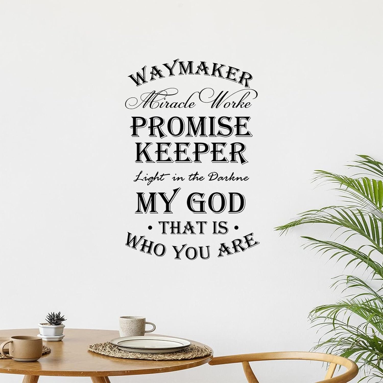 Waymaker Miracle Worker Promise Keeper – Adhesivo decorativo para pared, diseño de letras inspiradoras, vinilo para despegar y pegar, para sala de