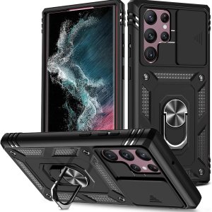 ZLCYFJIXV Funda diseñada para Galaxy S22 Ultra (2022), con cubierta deslizante para cámara y soporte, a prueba de golpes, compatible con Samsung ZLCYFJIXV Funda diseñada para Galaxy S22 Ultra (2022), con cubierta deslizante para cámara y soporte, a prueba de golpes, compatible con Samsung