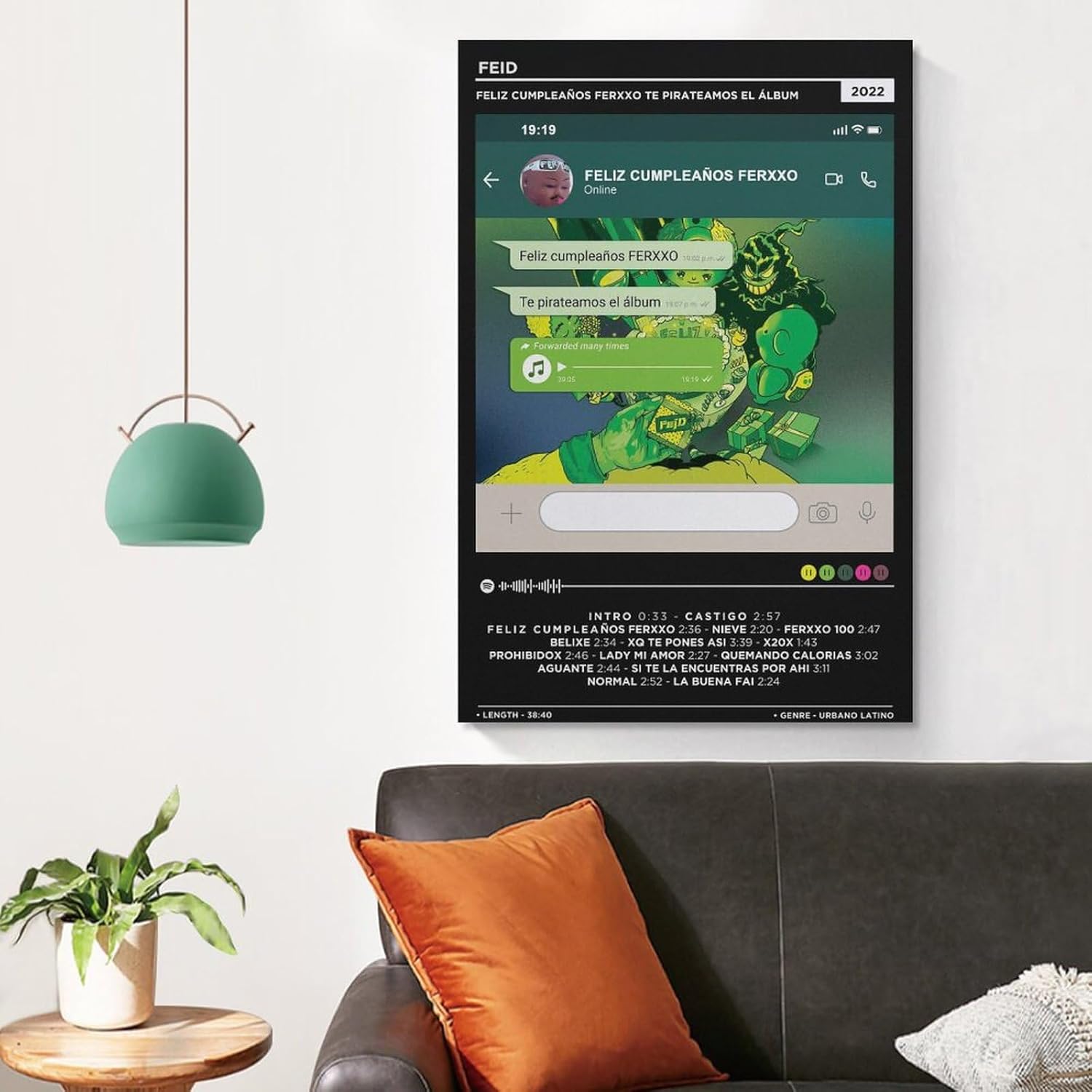 Feid – Póster de lienzo con texto en inglés Feliz Cumpleanos Ferxxo, decoración de dormitorio, paisaje, oficina, San Valentín, cumpleaños, sin