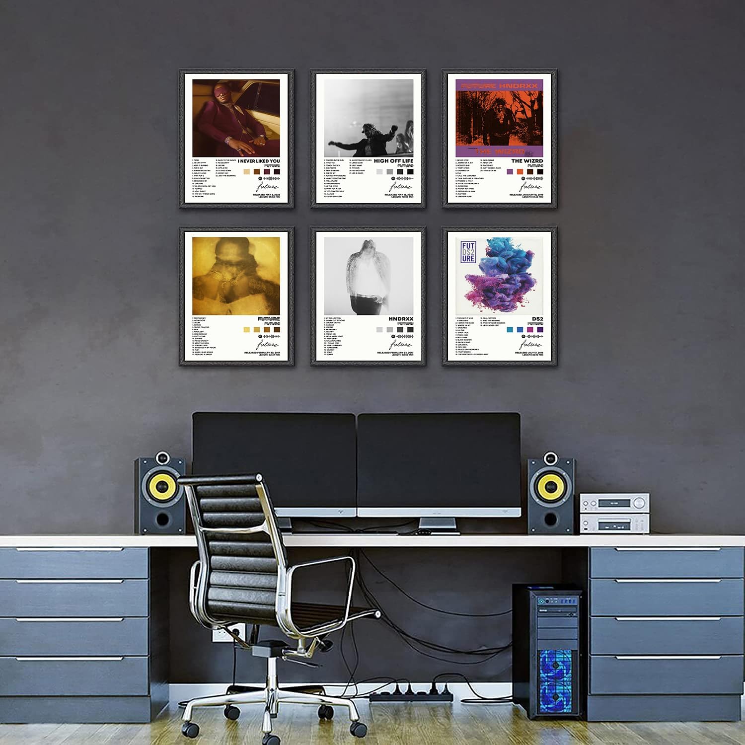 DIDIDO Future – Póster de música de rapero firmado limitado, para decoración de habitación, juego de 6 para decoración de dormitorio de adolescentes