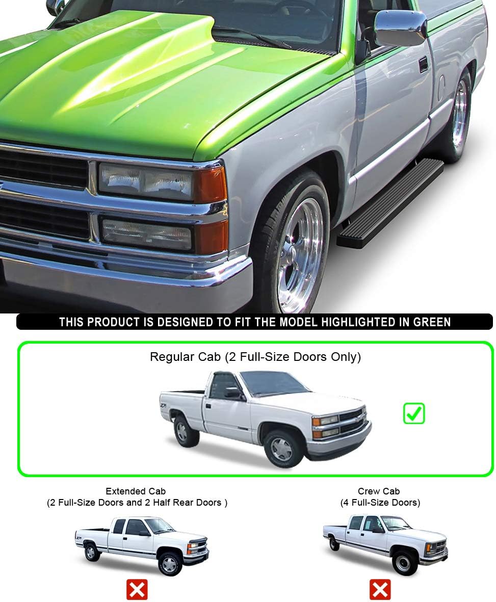 APS Estribos (barras nerf escalones laterales) compatibles con Chevy GMC CK 1988-1998 Regular Cab y Chevy Tahoe 95-99 2Dr y GMC Yukon 92-99 2Dr