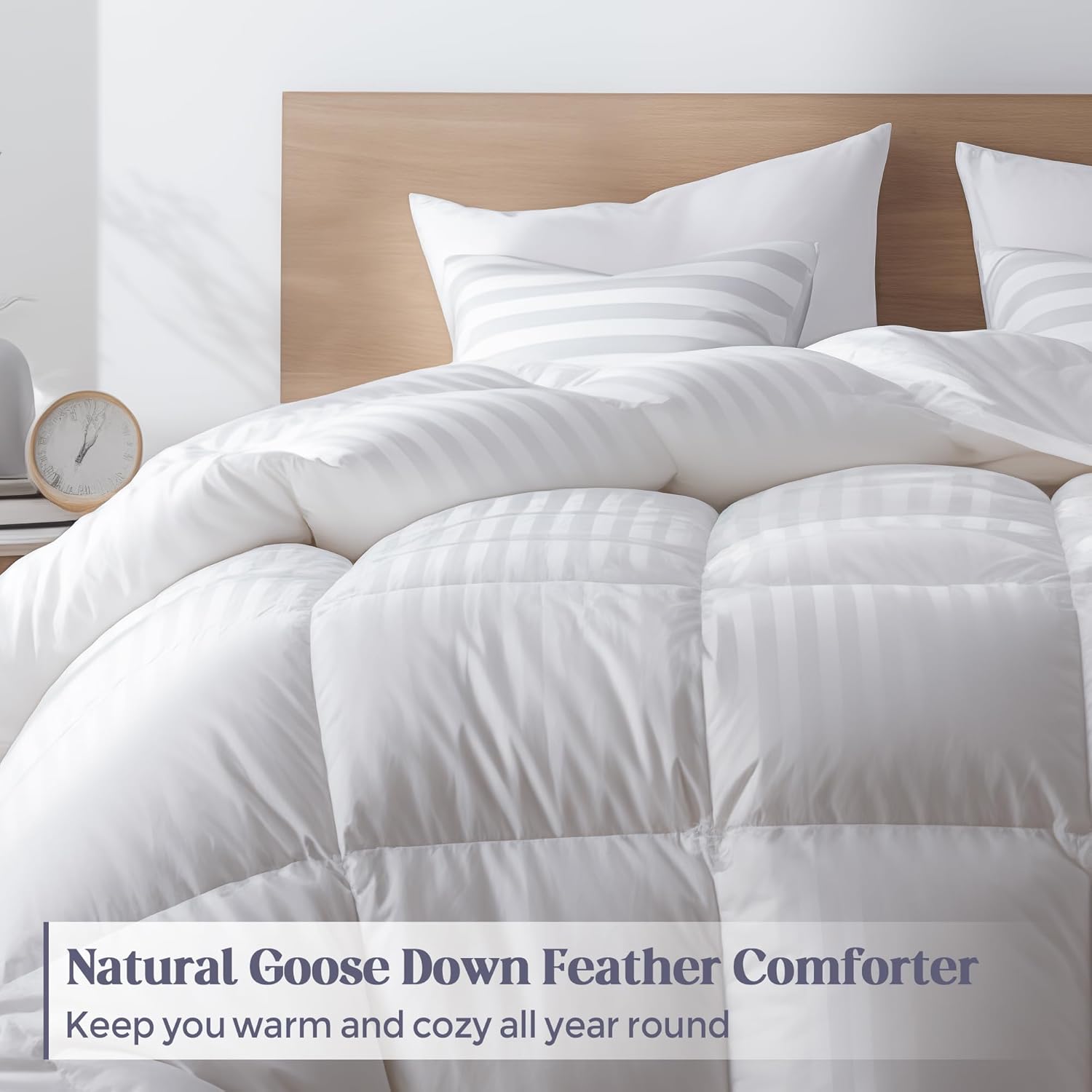 Edredón de plumón tamaño King, relleno de edredón para todas las estaciones para ropa de cama, colección de hotel, edredón de plumas blancas, 500