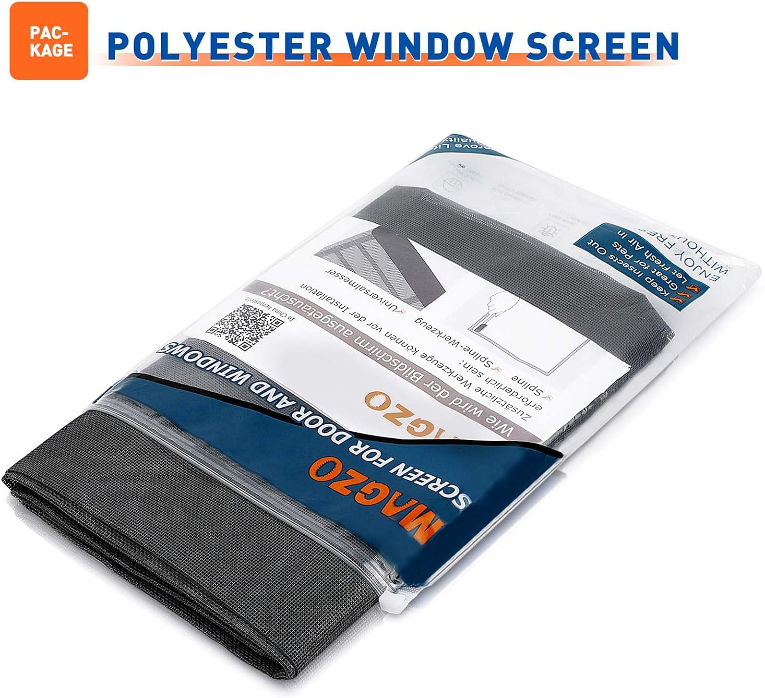 MAGZO Pantalla de repuesto para ventana, 59 pulgadas de ancho x 106 pulgadas de largo, pantalla duradera para ventanas y puertas ajustables, rollo