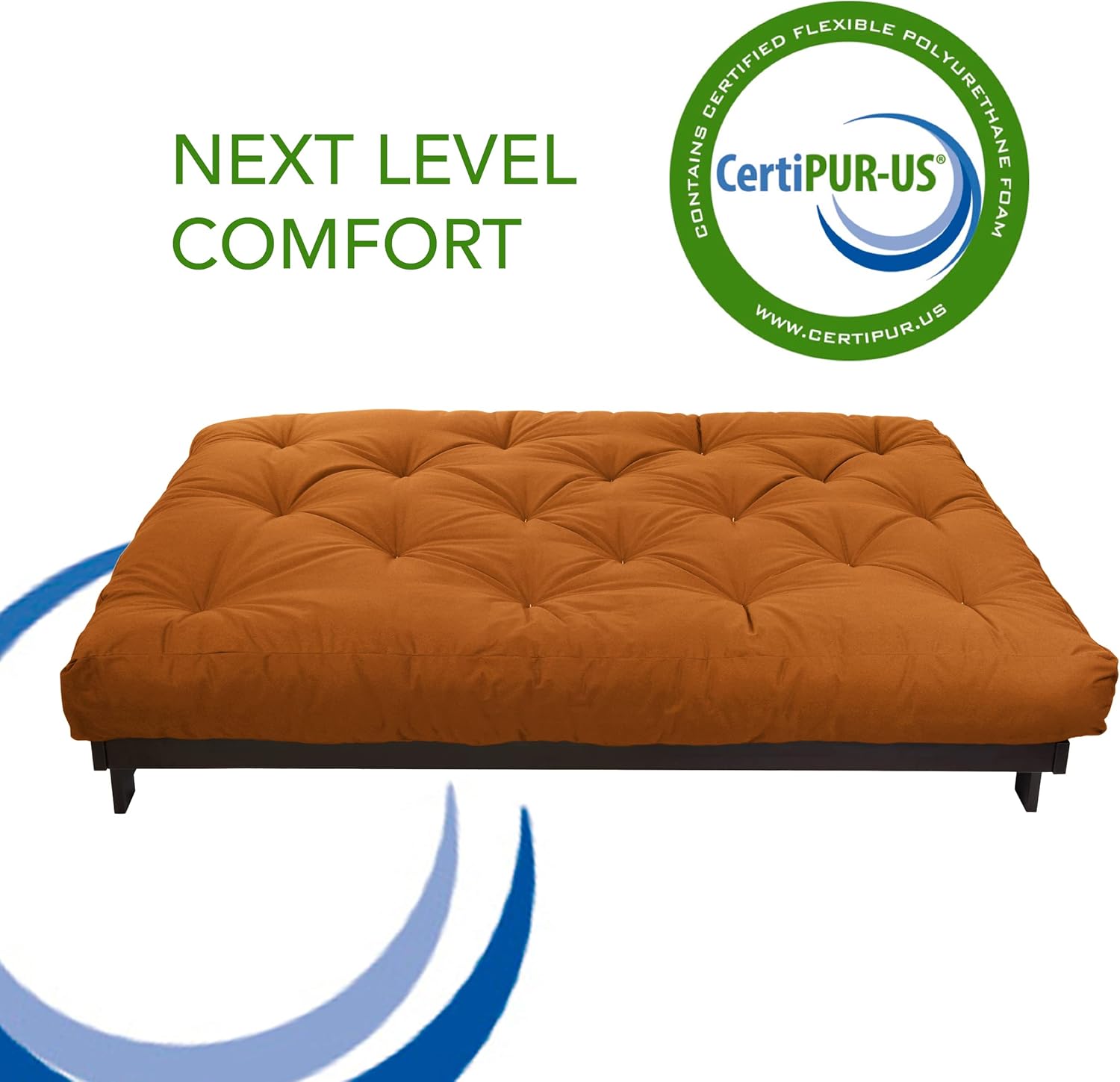 Trupedic x Mozaic – Colchón futón estándar de 8 pulgadas tamaño Queen (marco no incluido), naranja canela básico, ideal para habitaciones de niños o