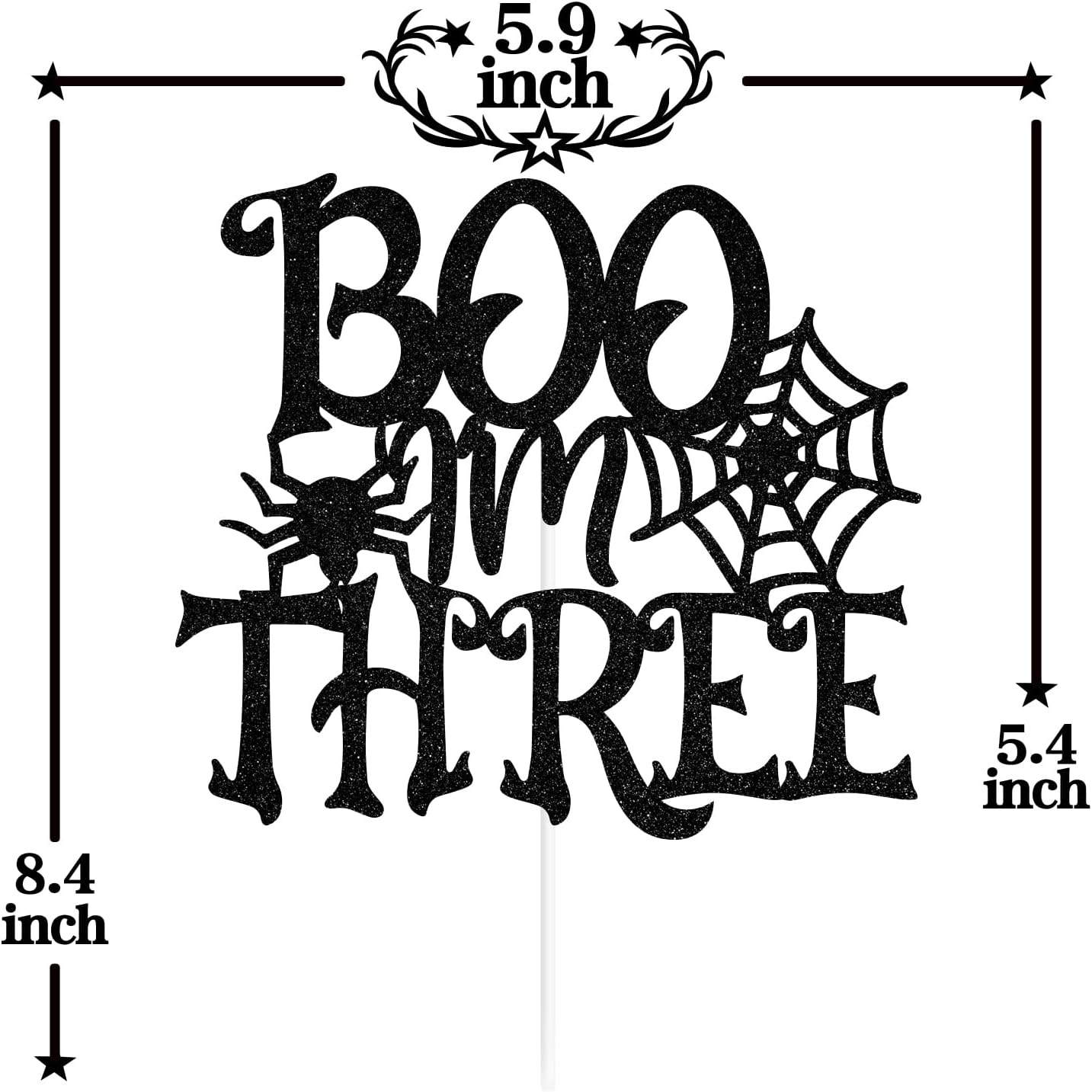 Decoración negra con purpurina I’m Three Cake Top, feliz 3er cumpleañosBaby Boo, decoración de fiesta de baby shower con temática de Halloween para