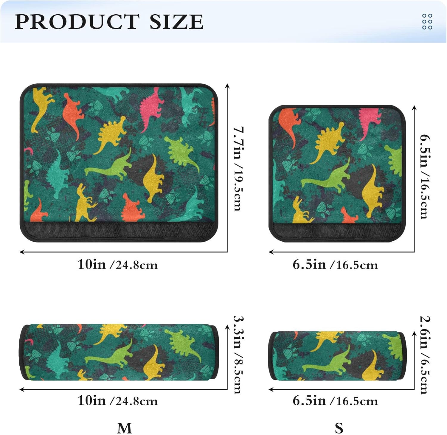 Fundas de cinturón de seguridad de automóvil con diseño de dinosaurios coloridos sobre el fondo abstracto de grunge para niños y adultos, correas de