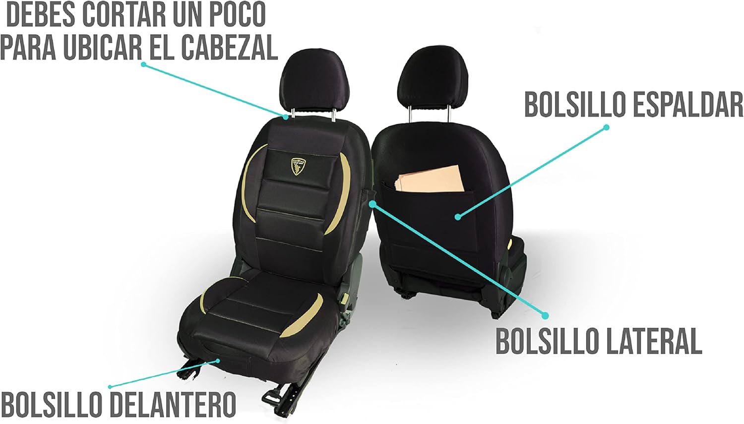 Cubre Asientos de Carros Set Fundas Universal Juego 11 piezas Forros Deportivos Negro Verde