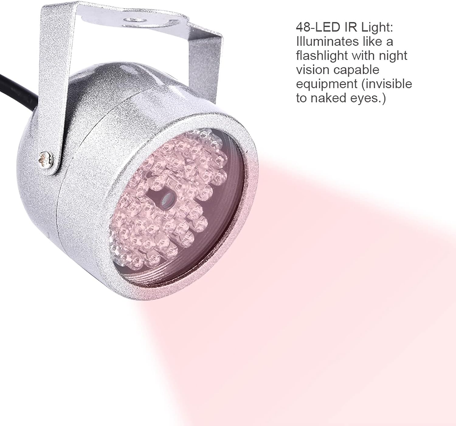 Ejoyous Iluminador infrarrojo, 48 luces LED IR iluminador 60 grados gran angular impermeable infrarrojo luz de visión nocturna para interior y