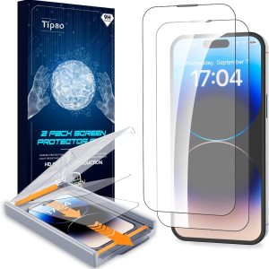 Tipao Paquete de 2 protectores de pantalla para iPhone 15 Pro Zero Bubble, protección de sensor, instalación automática de eliminación de polvo, Tipao Paquete de 2 protectores de pantalla para iPhone 15 Pro Zero Bubble, protección de sensor, instalación automática de eliminación de polvo,