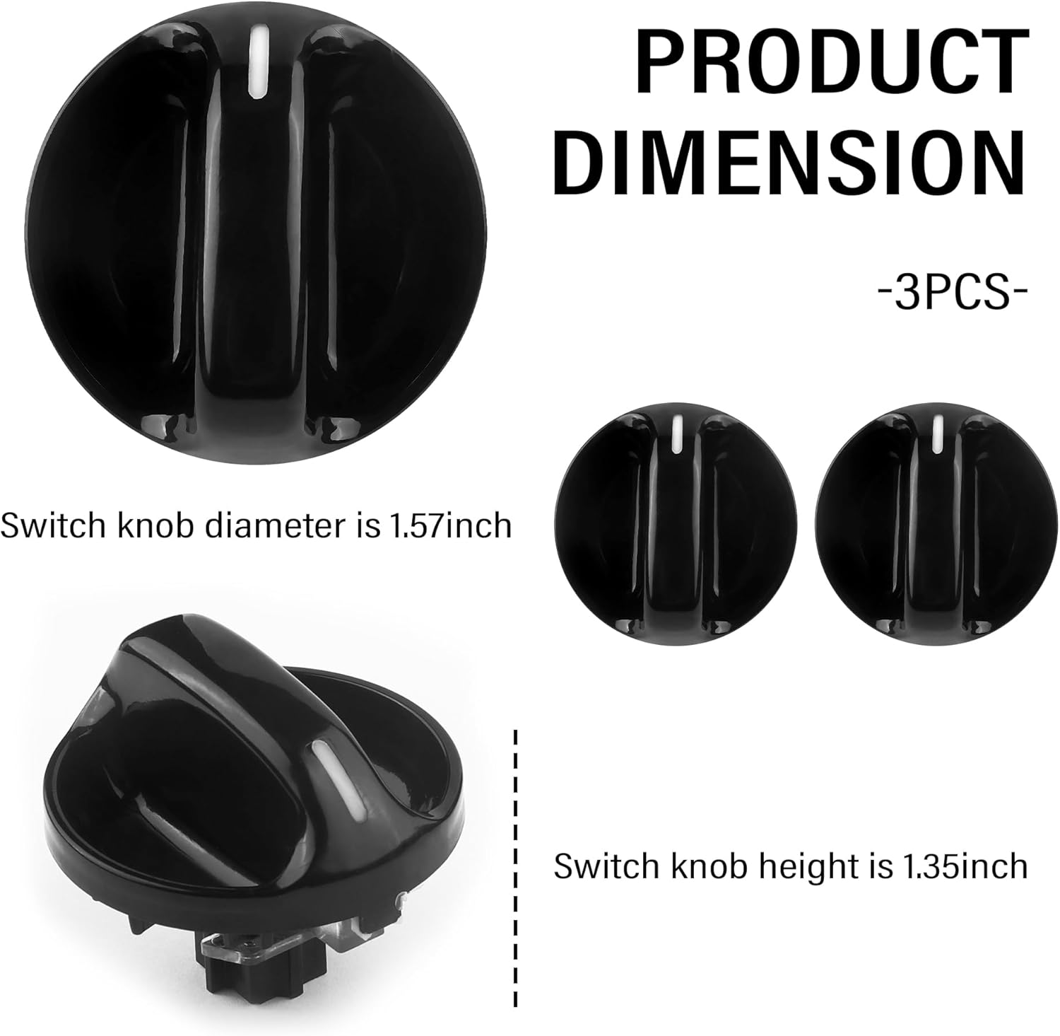 3 perillas de control de clima para interruptor de CA para automóvil, pomos de repuesto para aire acondicionado, OEM #55905-0C010 559050C010,