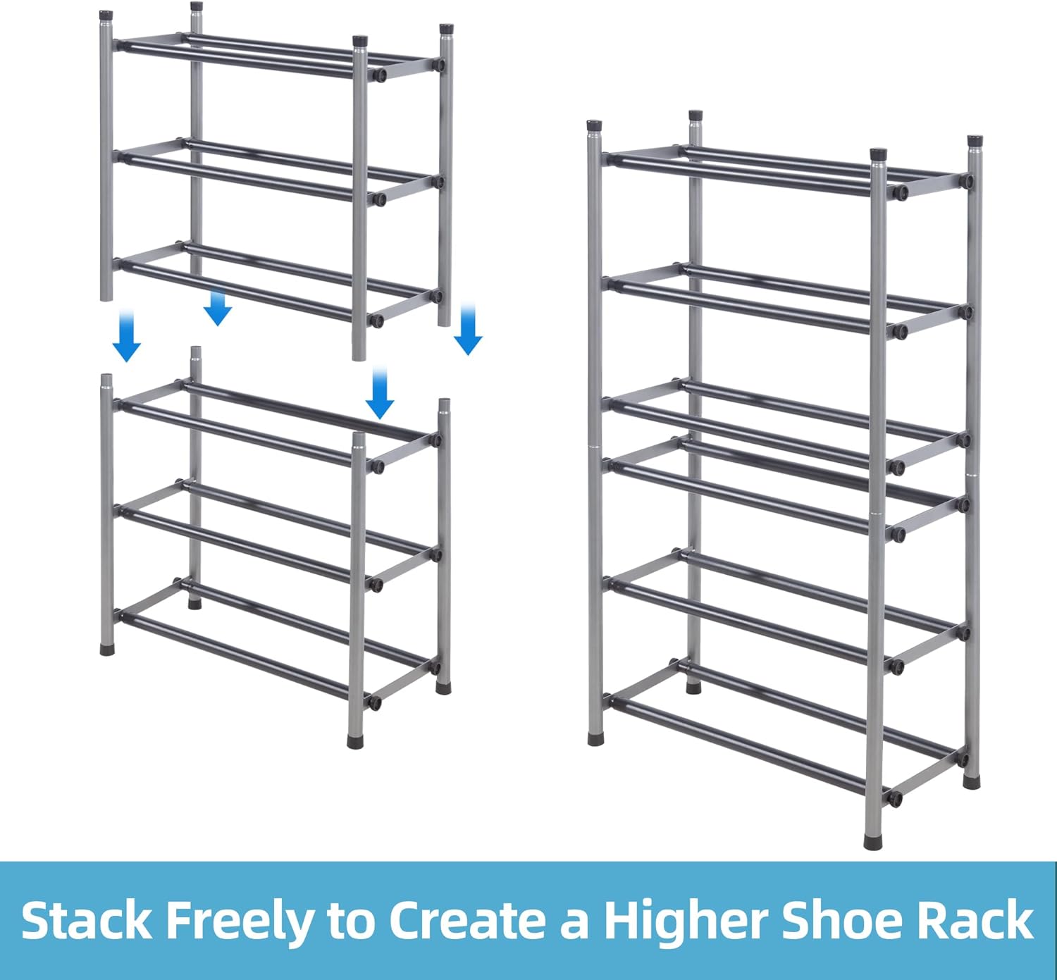 STORAGE MANIAC Zapatero expandible, zapatero apilable para armario, organizador de zapatos pequeño para entrada, zapatero ajustable para garaje,