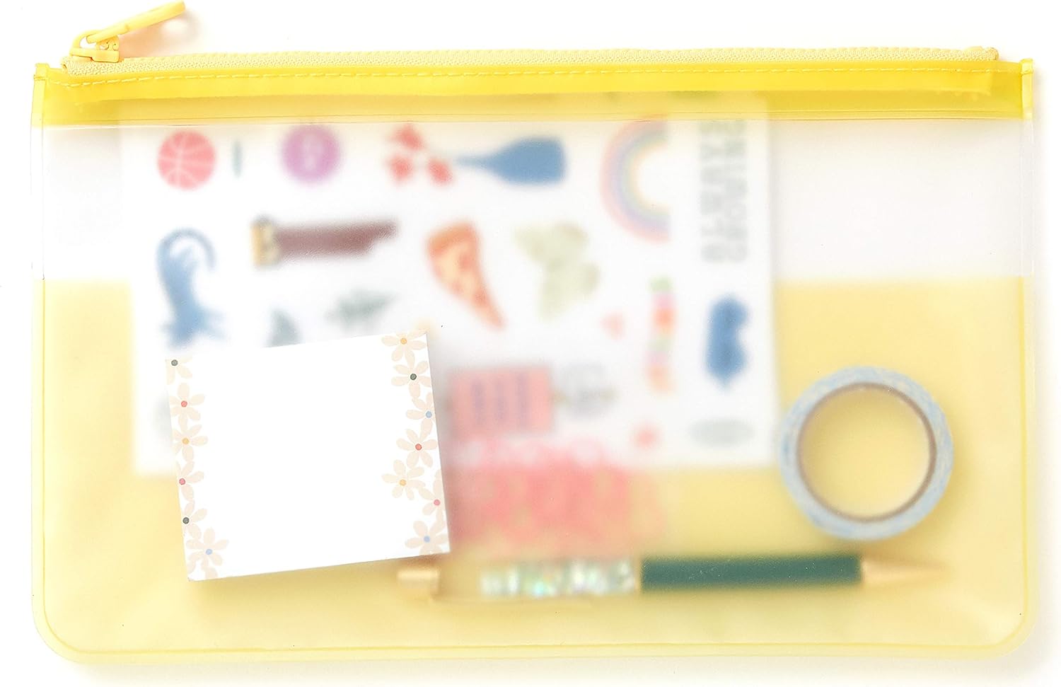 ban.do Ultimate Planner – Juego de accesorios de oficina lindos, estuche para lápices con calcomanías de planificador y accesorios (amarillo)