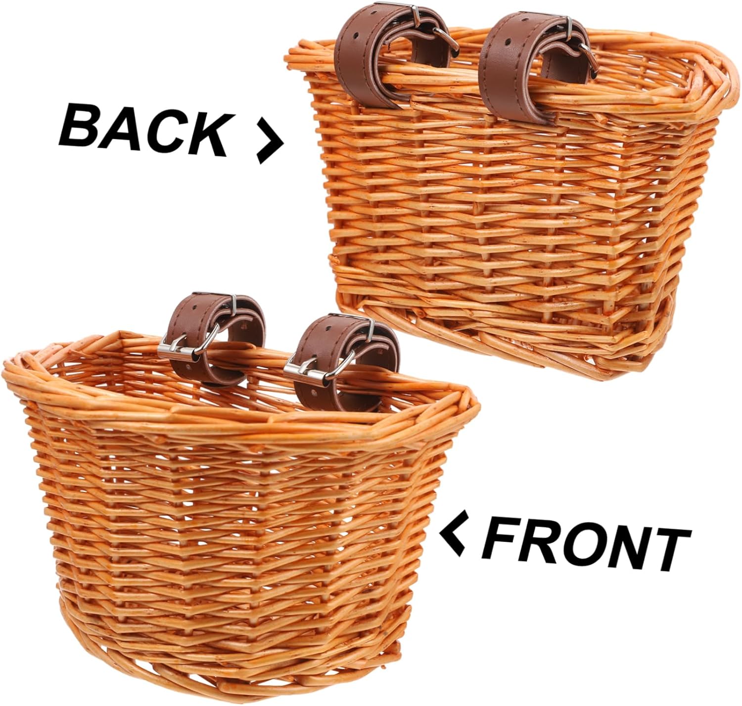INOOMP Accesorios de bicicleta para niños, cesta de ratán, cesta delantera para bicicleta, cesta de bicicleta para niñas, cesta de mimbre tejida