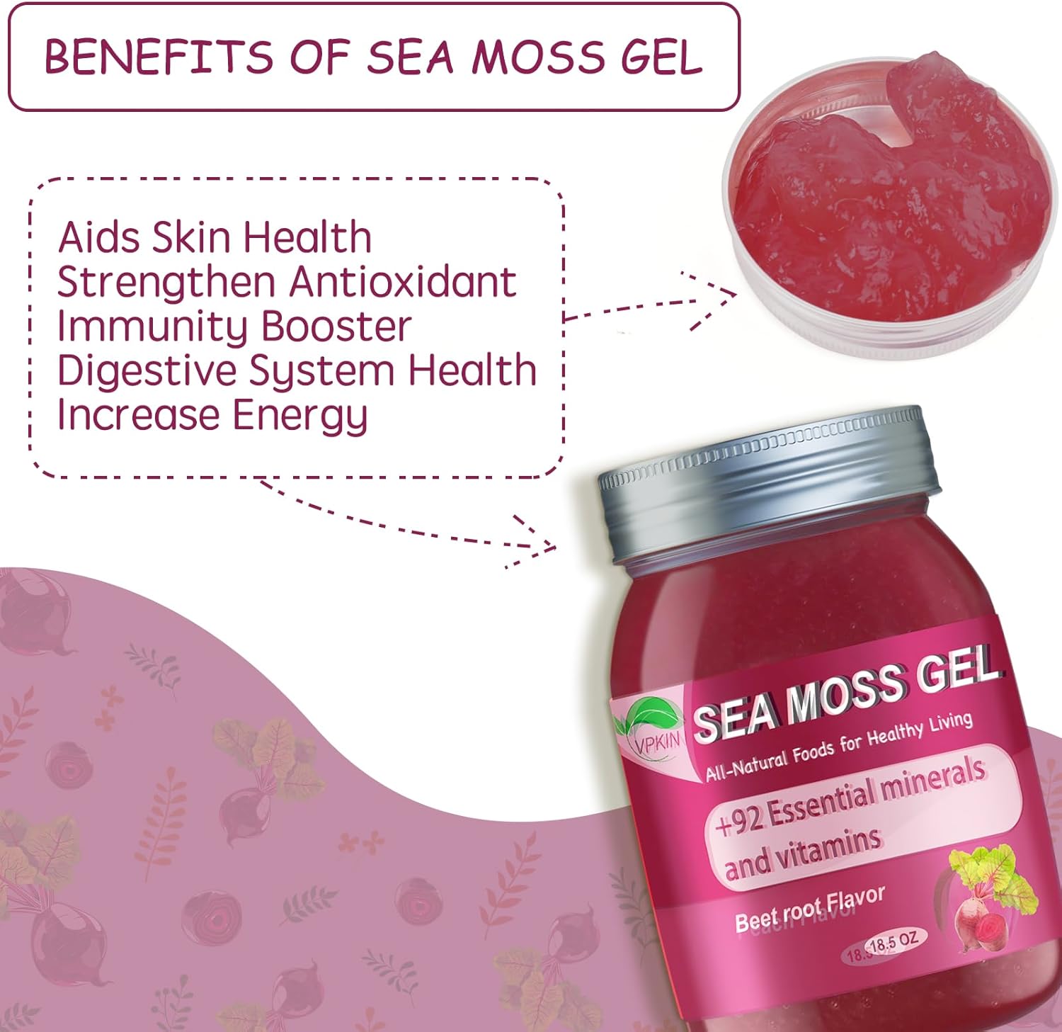 Gel de musgo marino orgánico crudo, gel de musgo marino real con musgo marino irlandés, gel de musgo marino silvestre, apoyo inmunológico y
