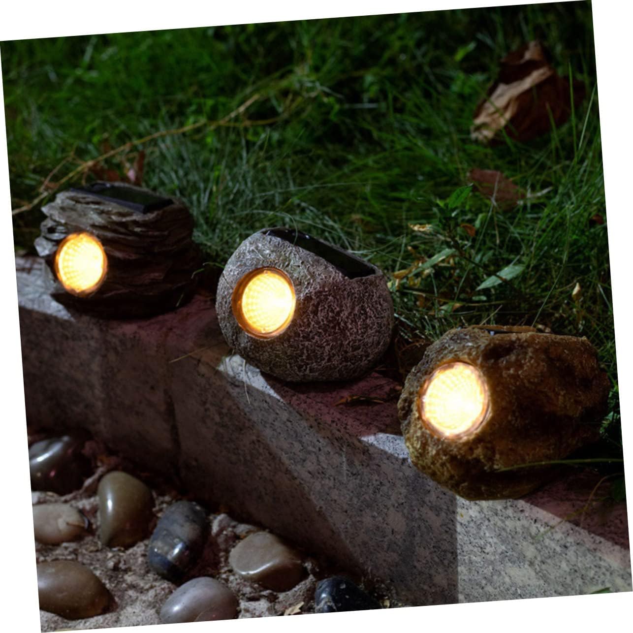 GANAZONO 2 unids Lámpara de piedra solar Luz decorativa Rock Spot Luz Jardín Luz Solar Césped Luz Acera Luces de tierra al aire libre Proyector LED