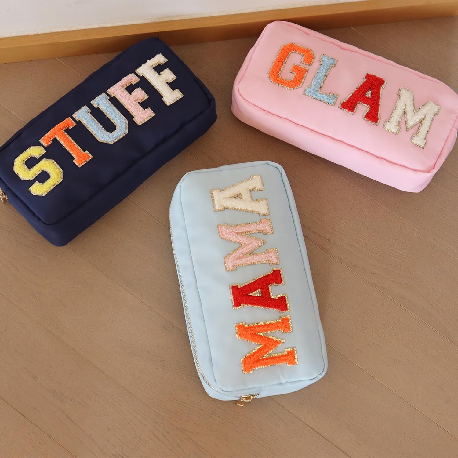 Bolsa de maquillaje de felpilla con cremallera, organizador de viaje de nailon impermeable, bolsa de cosméticos para mujeres, niñas y niños, lindas