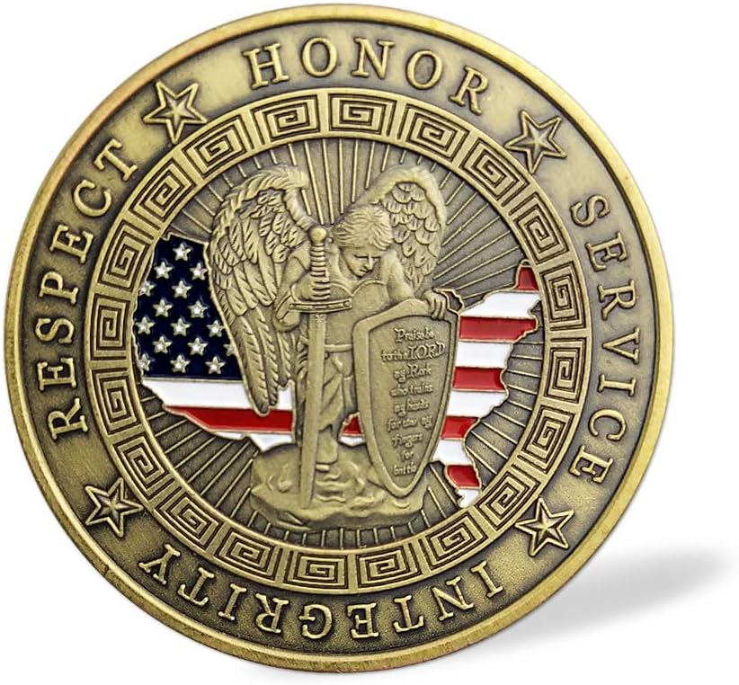Moneda de desafío de San Miguel patrón de la aplicación de la ley con moneda única de oración