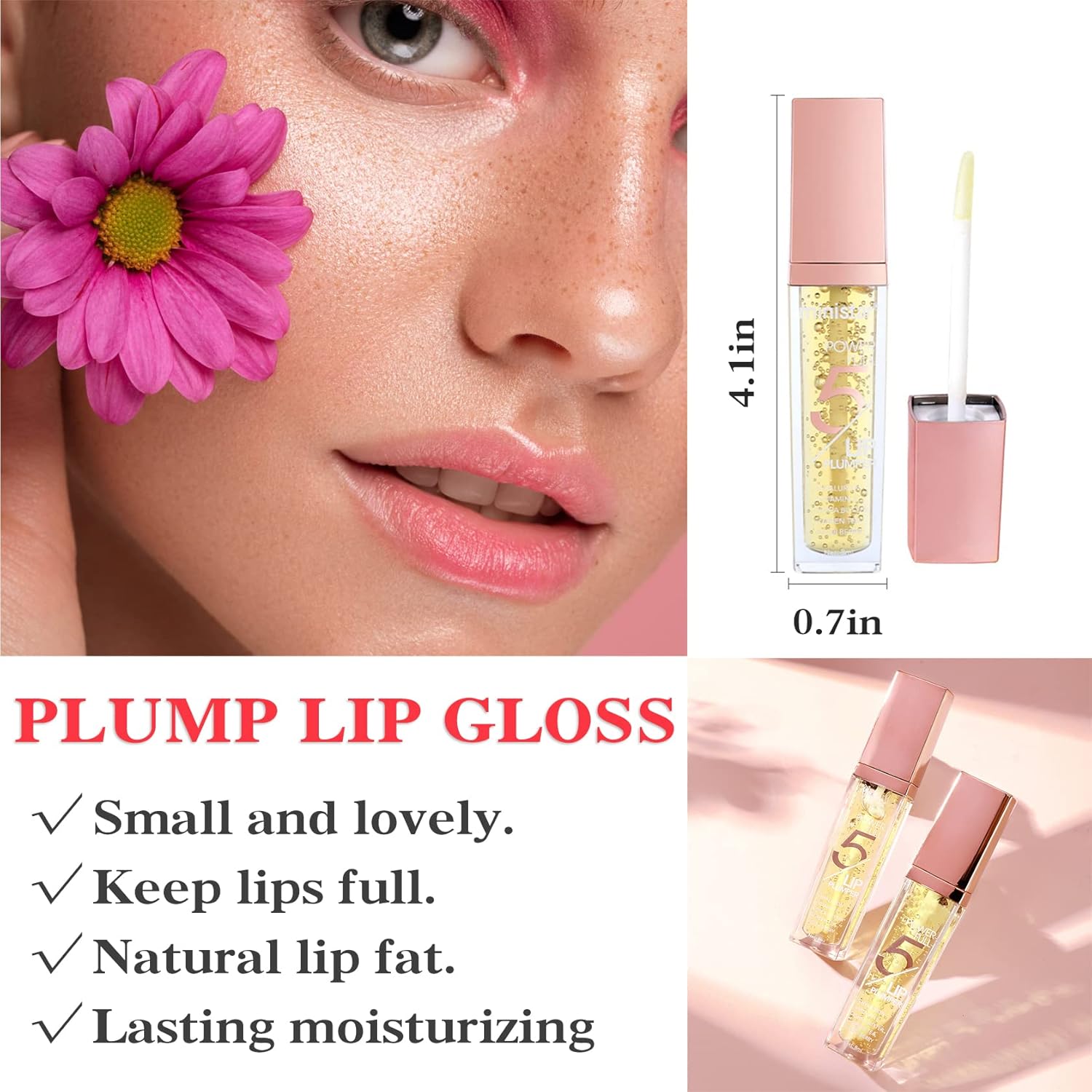 2P Lip Plumper Gloss, Hidratante Lip Plumping Lip Gloss, Productos nutritivos para el cuidado de los labios, para reducir líneas finas y suavizar
