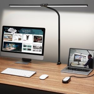ShineTech Led Desk Lamp for Office Home, Bright Double Head Desk Light with Clamp, Architect Task Lamp 50 Lighting Modes Adjustable Flexible ShineTech Led Desk Lamp for Office Home, Bright Double Head Desk Light with Clamp, Architect Task Lamp 50 Lighting Modes Adjustable Flexible