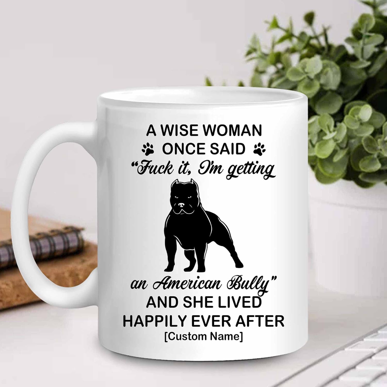 WHIDOBE Regalos personalizados de silueta de matón americano para mujeres, taza de café de cerámica personalizada de 11 oz 15 onzas para amantes de