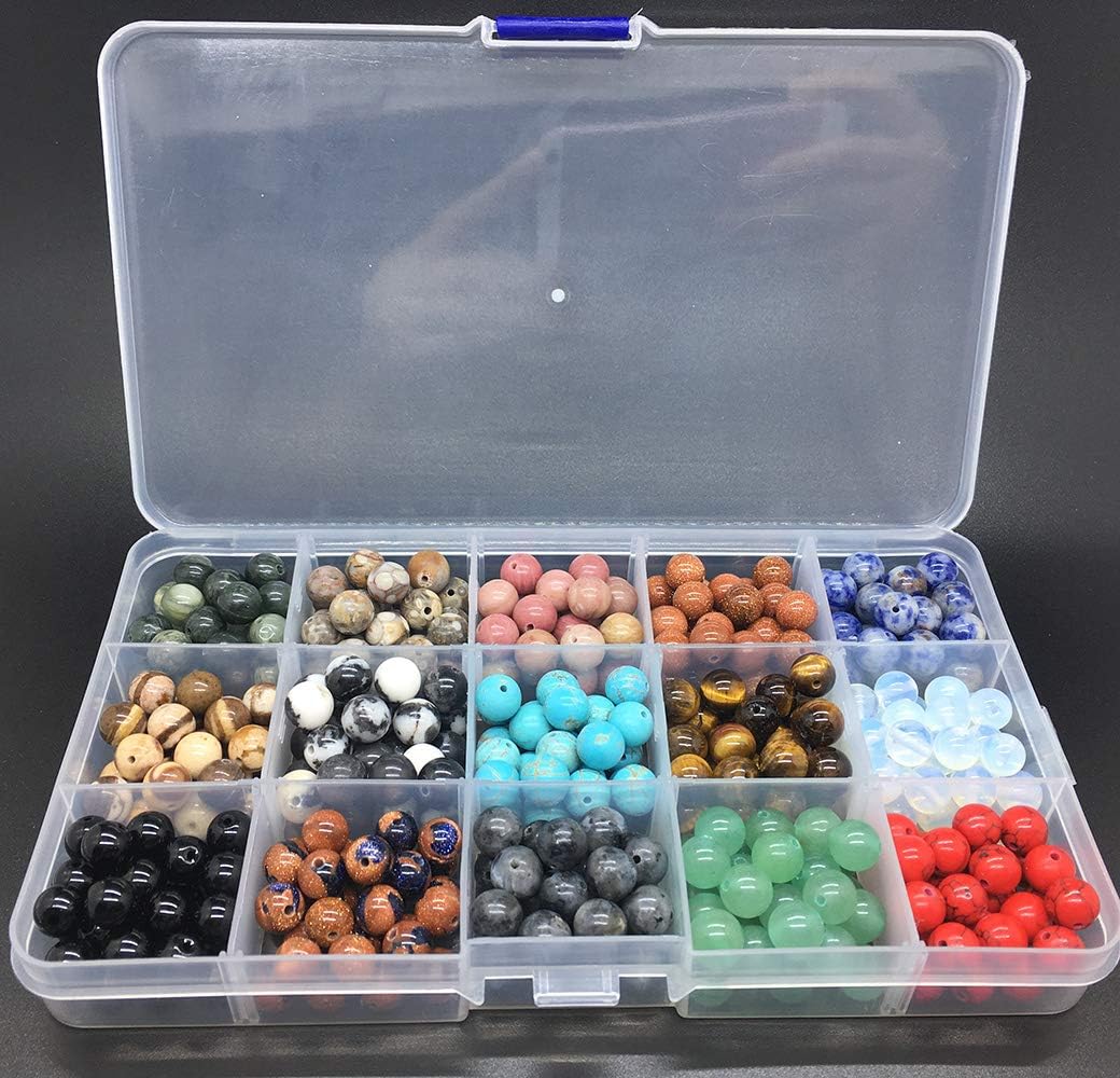 450 cuentas redondas de piedra natural sueltas, orificio de 0.04pulgadas, cuentas lisas para manualidades, pulseras, collares, aros y bisutería