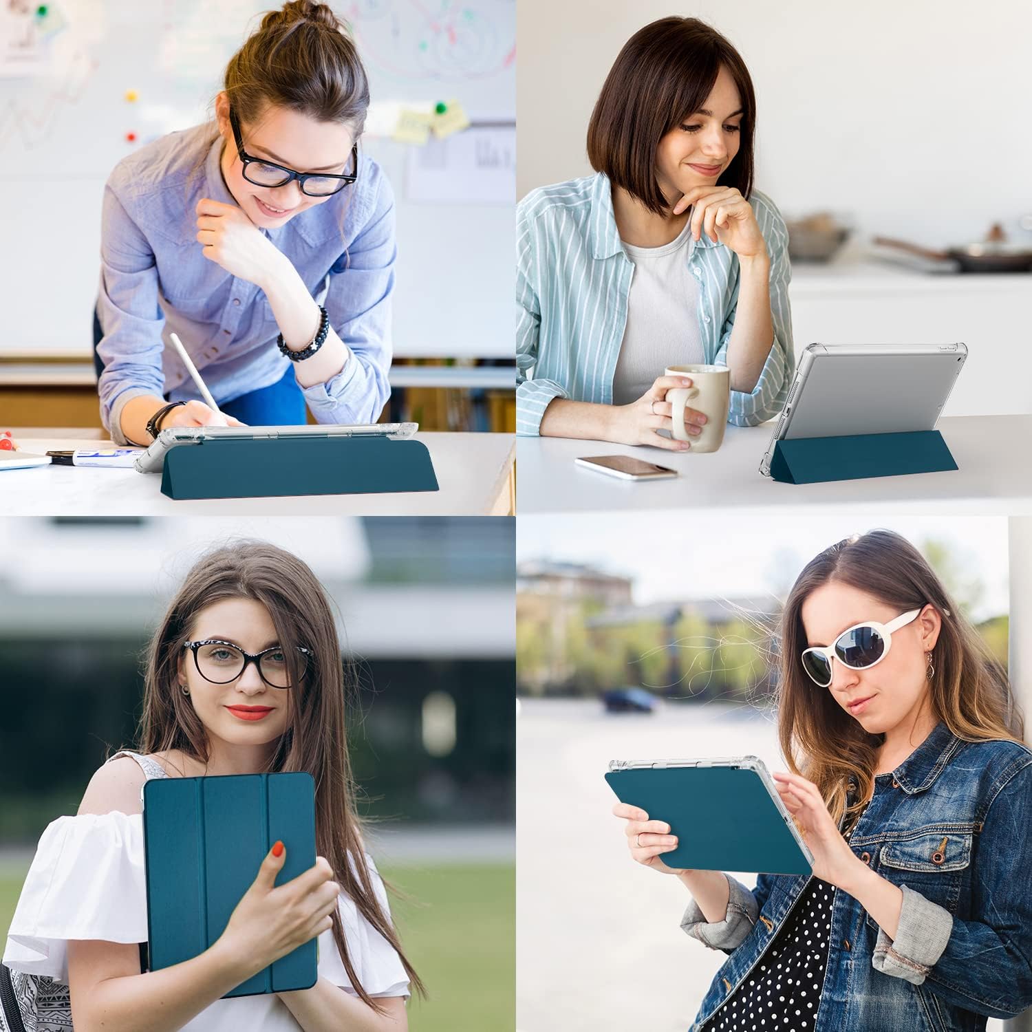 GOODON Funda para iPad de 9 generación 2021iPad de 8 generación 2020iPad de 7 generación 2019 con soporte para lápices, funda de triple pliegue