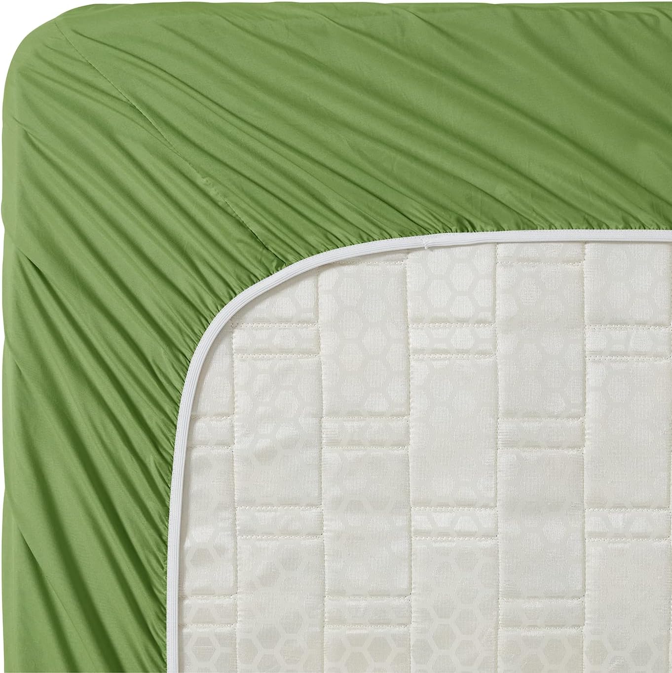 Clara Clark Sábana bajera, bolsillo extra profundo que se adapta a colchones profundos, solo sábana bajera suave de lujo, individual XL, color verde
