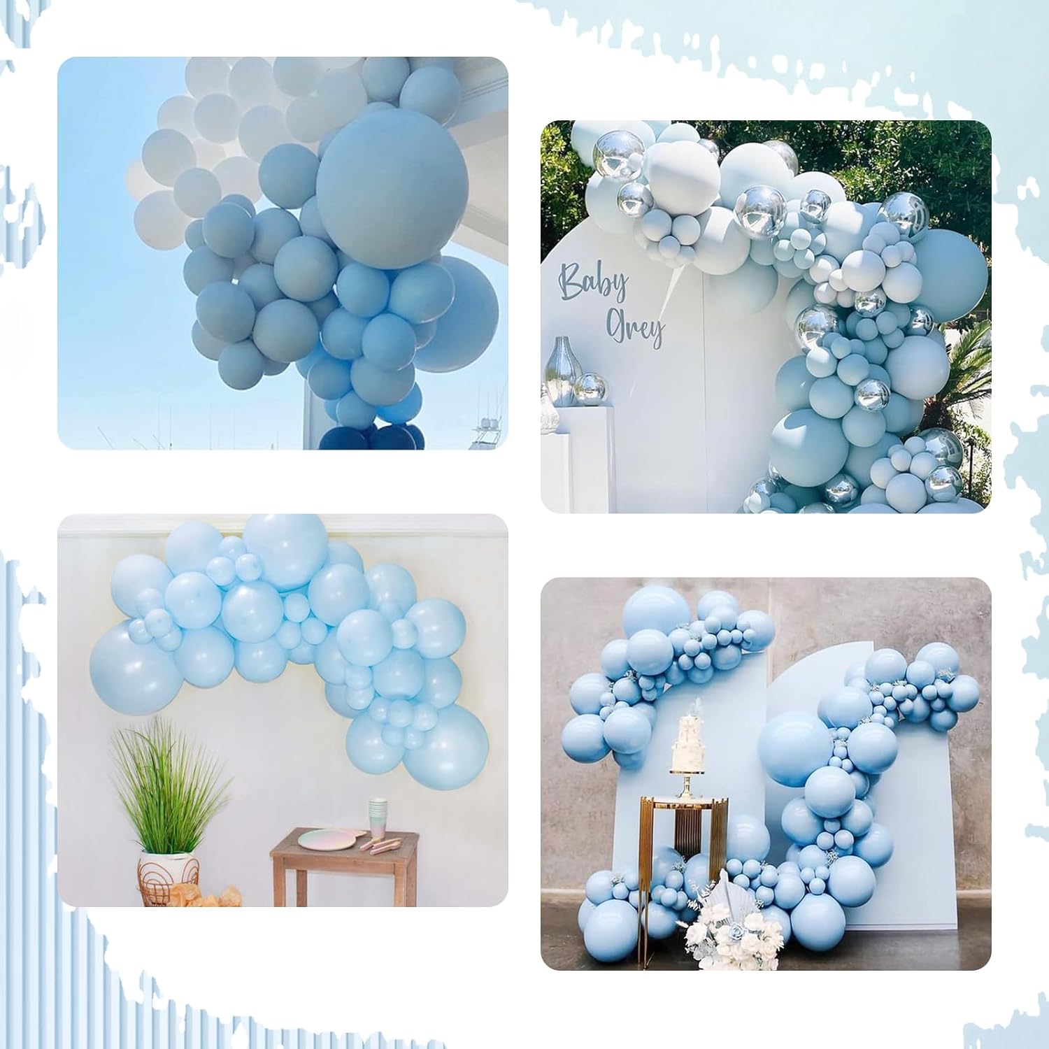 Light Blue Balloons Sky Blue Balloon Garland Arch Kit 110pcs Different Sizes 5101218 Inch for Blue Latex Balloon Garland Balloon Arch as Birthday