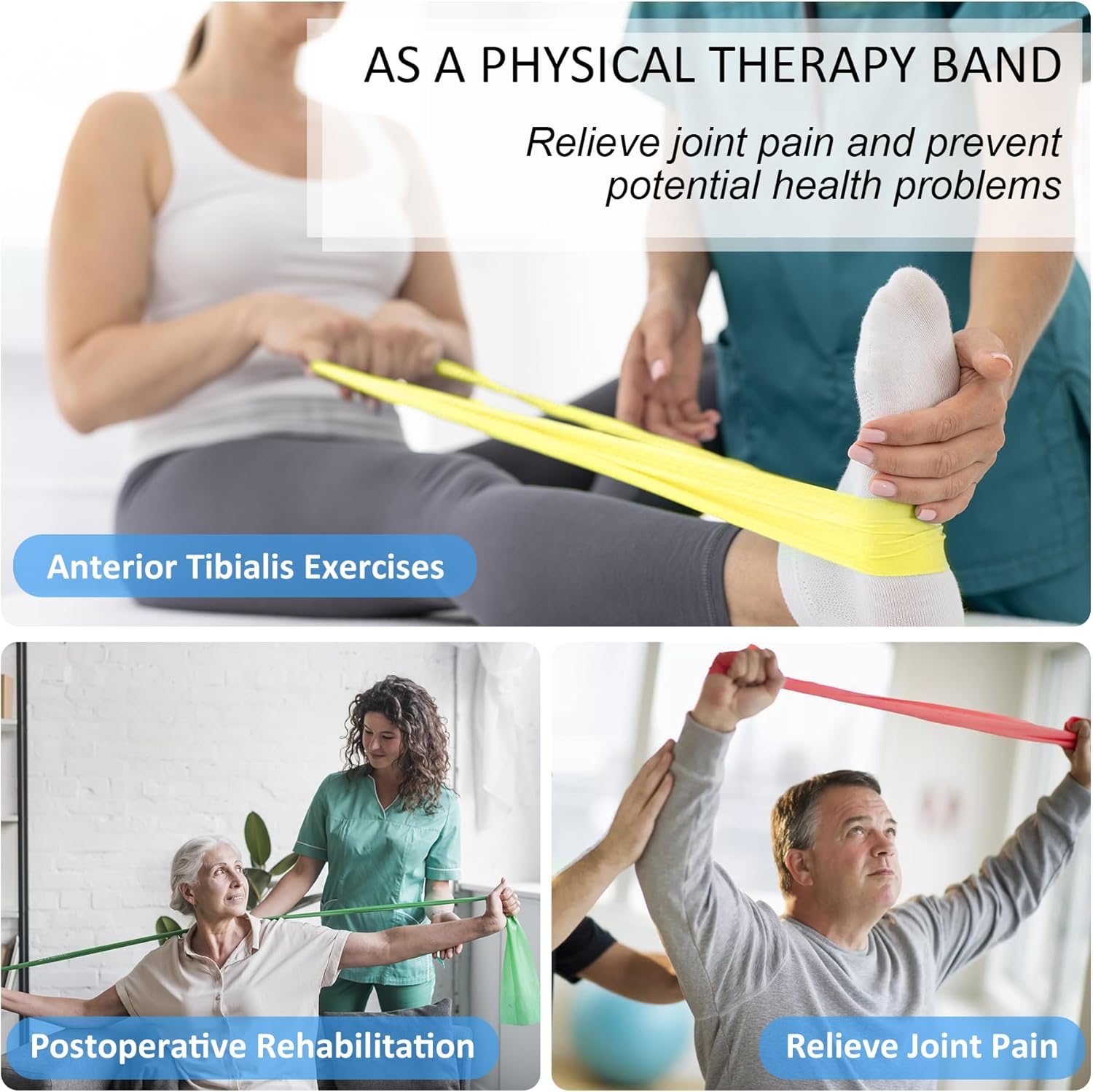 Bandas de resistencia para entrenamiento, bandas de terapia física, bandas elásticas y de ejercicio para estiramiento, adecuadas para