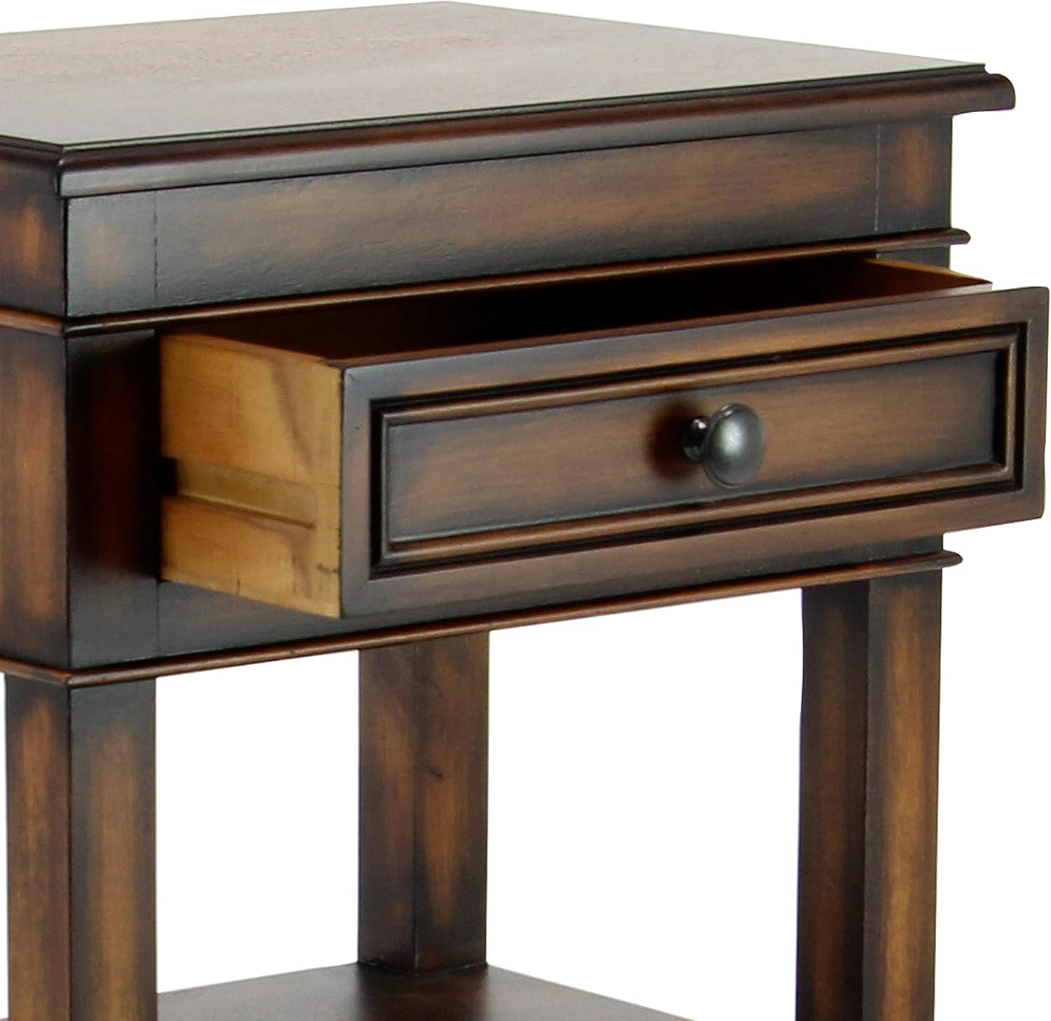 Deco 79 Acento tradicional de madera de pino, mesa auxiliar de 16 x 12 x 29 pulgadas, marrón