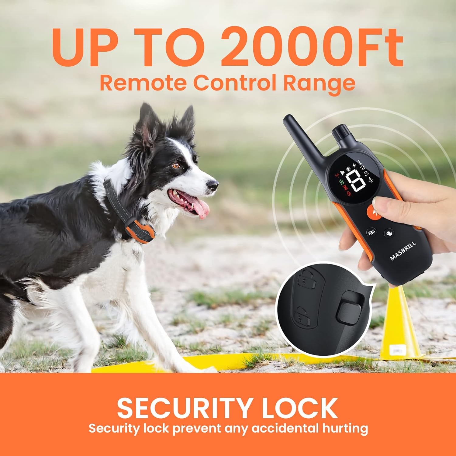MASBRILL – Collar de entrenamiento para perros de 2000 pies con control remoto, collares de entrenamiento impermeables recargables para perros