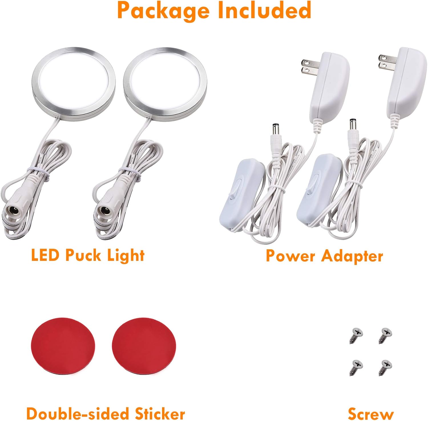 Lvyinyin Luz de disco individual debajo del gabinete, vitrinas de colección con iluminación LED, enchufe de pared eléctrico de 120 V con cable,