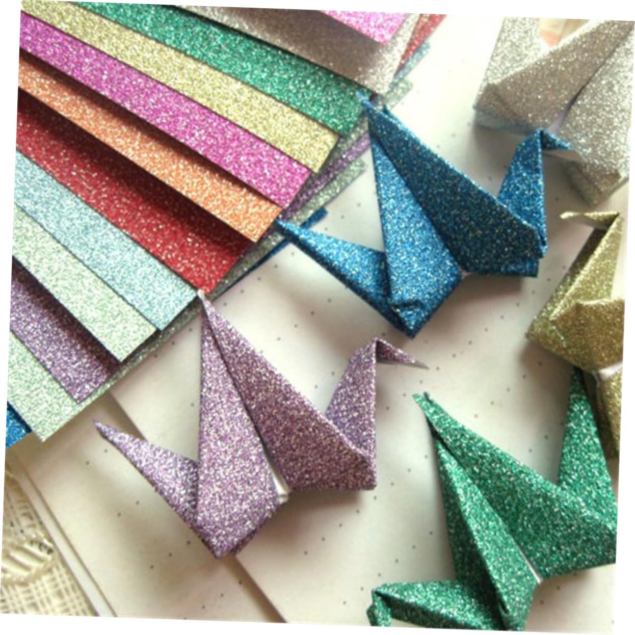 SEWACC 12 hojas de papel de origami de 6 x 6 pulgadas para papel de regalo con purpurina para niños, papel plegable metálico de origami brillante,