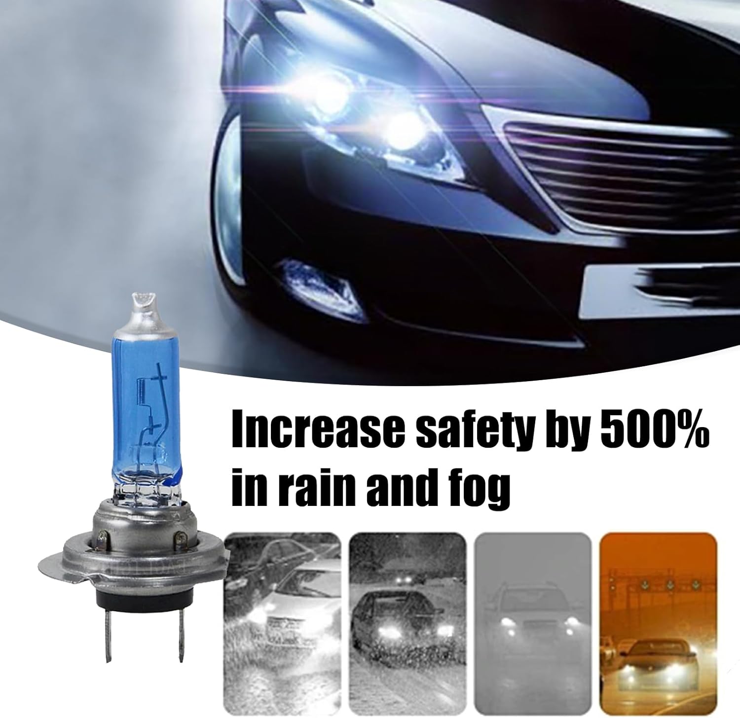 Jewkot Pack-2 Luces halógenas para automóvil, bombillas superbrillantes, luces antiniebla delanteras, luces de haz altobajo, repuesto de bombilla,