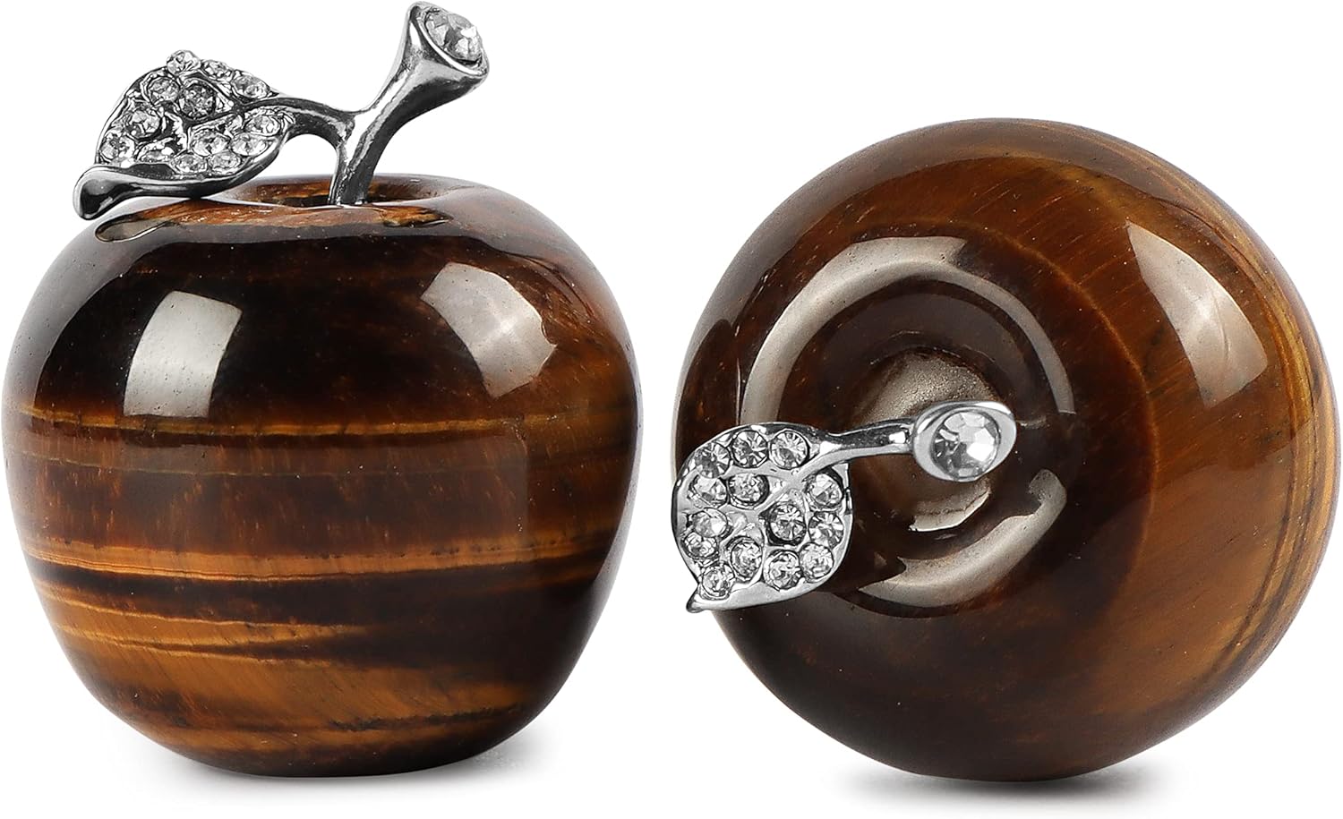 Artistone Pisapapeles de cristal de manzana, decoración artesanal de ojo de tigre, piedra curativa natural, figuras coleccionables de manzana para