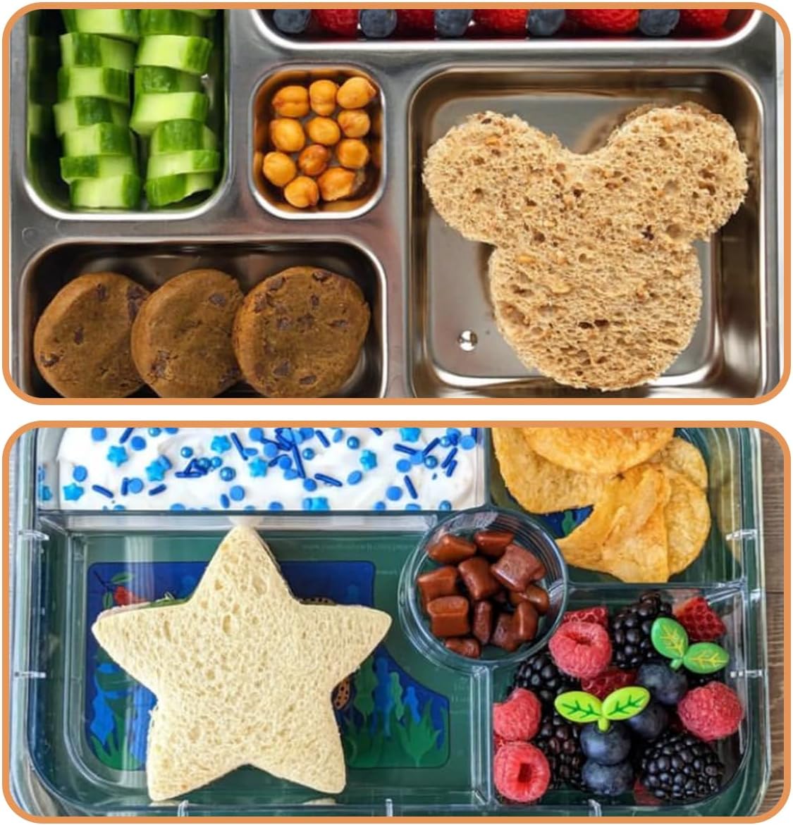 28 cortadores de galletas sándwich para niños con asa, grandes formas de dinosaurio, corazón, estrella, ratón, cortadores de fondant, 13 cortadores
