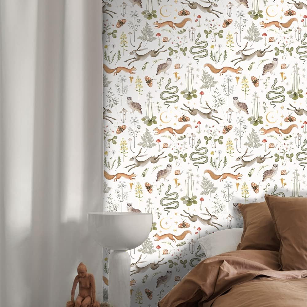 Papel tapiz autoadhesivo con diseño de animales coloridos, ardilla, búho, serpiente, conejo, extraíble, impermeable, papel de contacto decorativo,