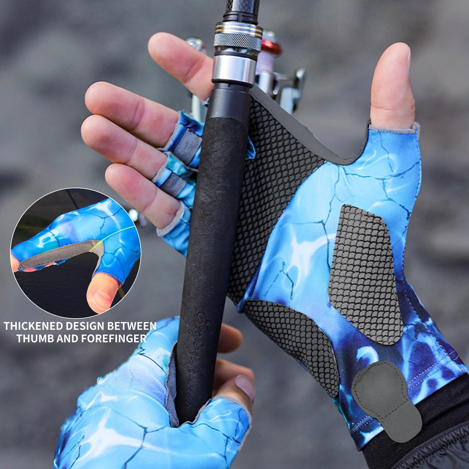 Guantes solares UPF 50+, guantes de pesca, protección solar sin dedos, protección UV, guantes de pesca para hombres y mujeres para kayak,