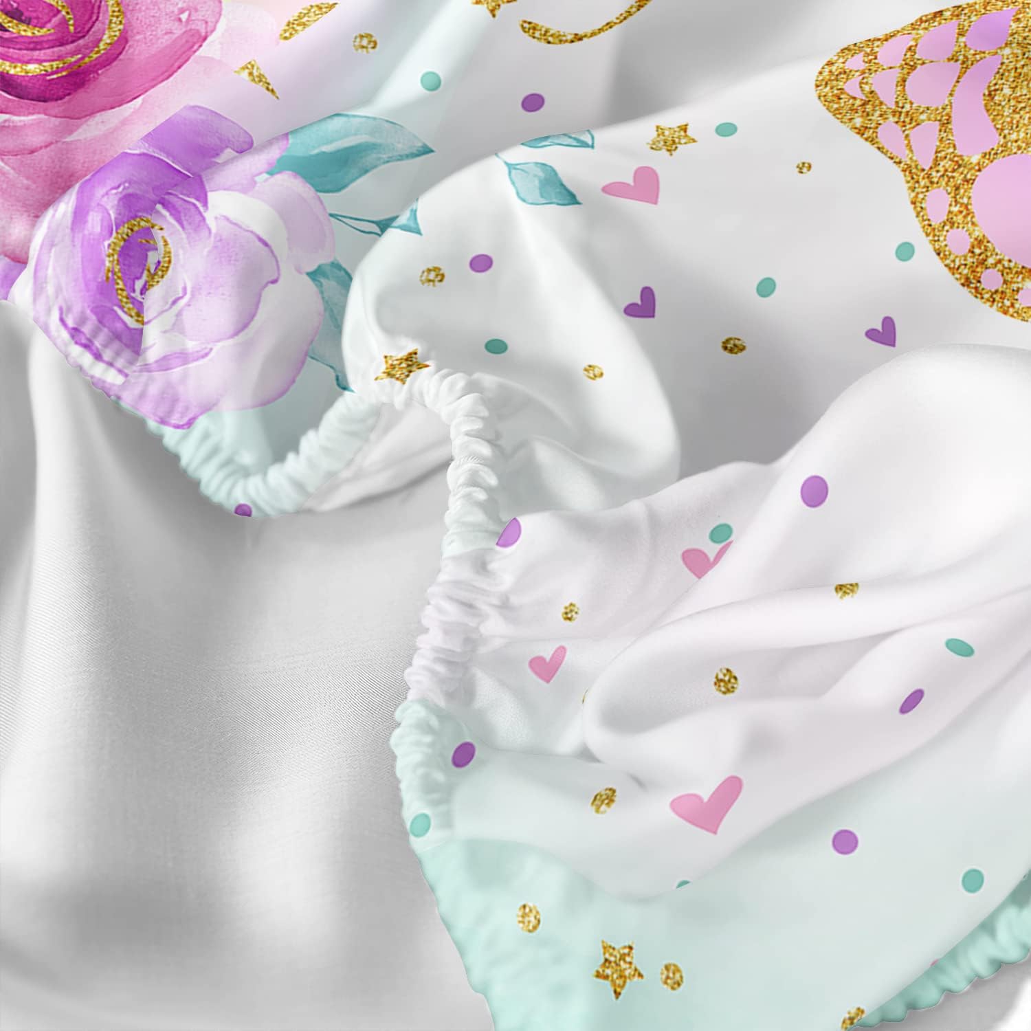 CVHOUSE Juego de sábanas bajeras de mariposa tamaño matrimonial, juego de ropa de cama de mariposas coloridas, 1 sábana encimera y 1 sábana bajera